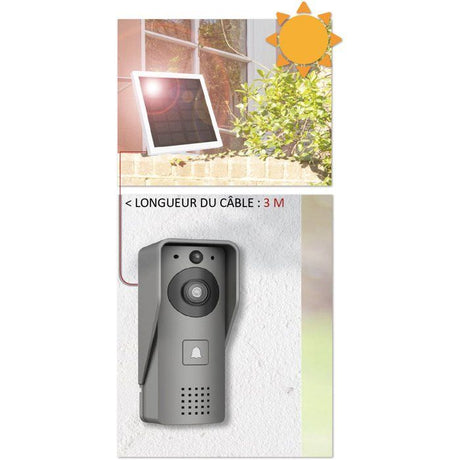 Portier Vidéo - KYF - Wifi - Rechargeable avec panneau solaire - Carillon intérieur et Carte SD 16Go