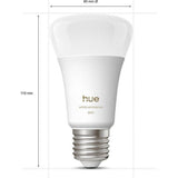 Pack de 4 ampoules LED connectées A60 - PHILIPS HUE - Lumiere blanche chaude - Culot E27 - 6W - 1000-2000k - 810 lumens