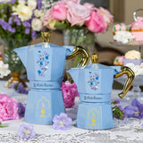 Cafetiere italienne - BIALETTI - Moka express - Collection Birdgerton - 6 tasses - 250 ml - Bleu / Fleurs