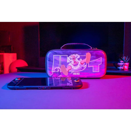 Housse de protection et transport - Nintendo Switch 2 - Konix - One Piece - Rangement accessoires - Motif Luffy Gear 5 - Violet