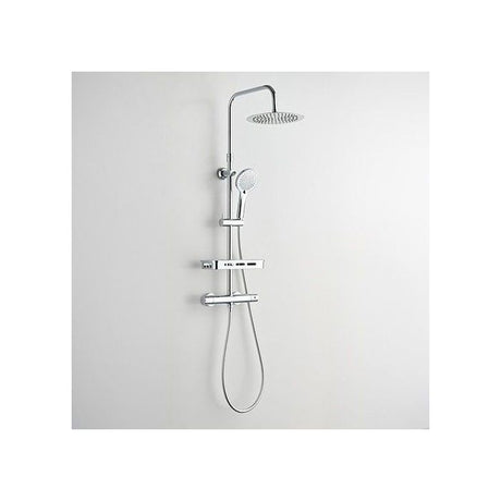 Colonne de douche avec mitigeur thermostatique - Edouard Rousseau - Ars Tab - Chrome - Douche de tete ronde - Douchette a main