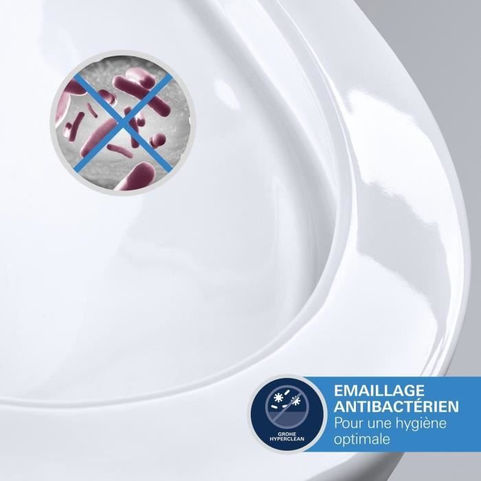 Cuvette WC suspendue compact - GROHE Euro Ceramic - Porcelaine vitrifiée - Sans bride - Blanc