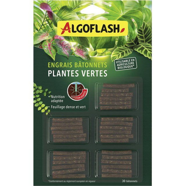 Bâtonnets engrais - ALGOFLASH - Plantes vertes - 30 bâtonnets - UAB