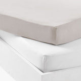 Lot de 2 draps housse - MON PTIT DODO - Jersey 100% coton - 60 x 120 cm - Blanc et gris souris