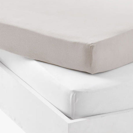 Lot de 2 draps housse - MON PTIT DODO - Jersey 100% coton - 60 x 120 cm - Blanc et gris souris