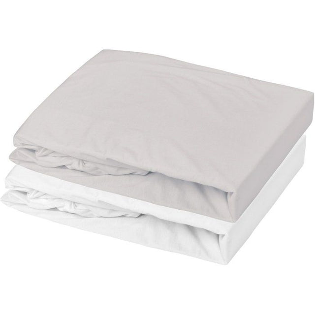 Lot de 2 draps housse - MON PTIT DODO - Jersey 100% coton - 70 x 140 cm - Blanc et gris souris