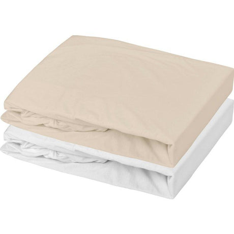 Lot de 2 draps housse - MON PTIT DODO - Jersey 100% coton - 70 x 140 cm - Blanc et nude