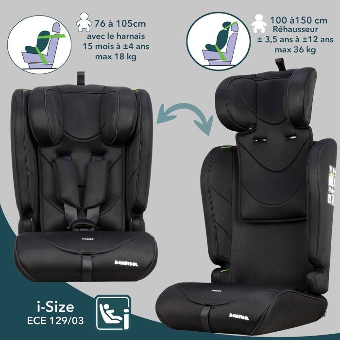 Siege auto évolutif - BAMBISOL - AY570N - Groupe 1/2/3 - I-Size - Noir