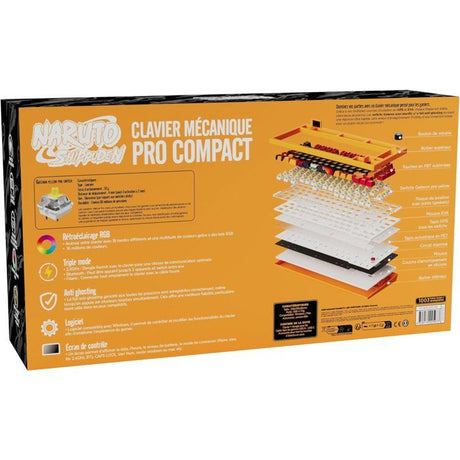 Clavier filaire/sans fil - Mécanique - KONIX - Naruto Shippuden - Édition Pro Collector Numérotée - AZERTY - LED RVB