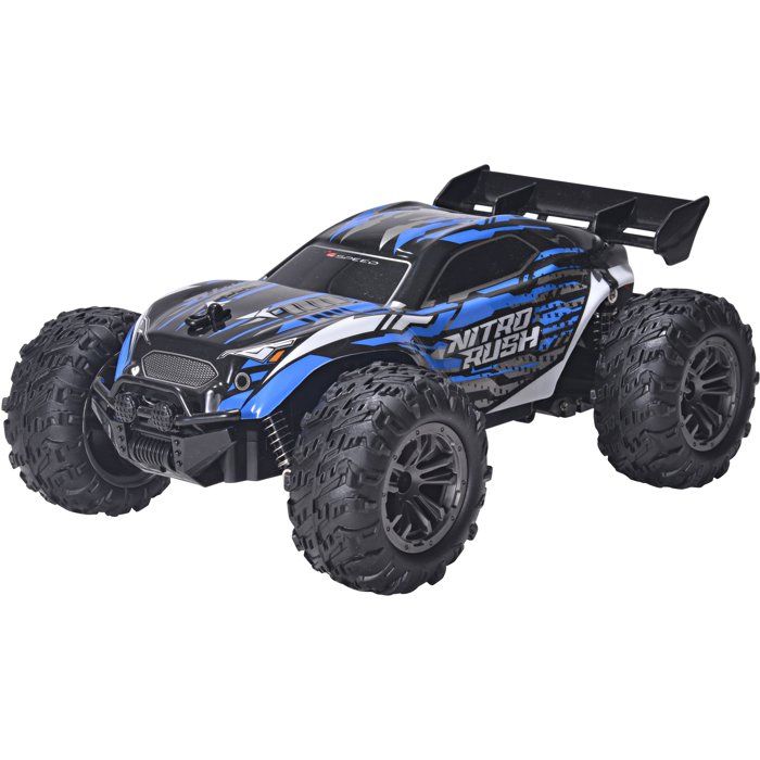 Voiture radiocommandée - 4SPEED - Nitro Rush - Echelle 1/18 - 2,4 GHz - Tout-terrain - Batterie rechargeable - 10 km/h - Des 5 ans