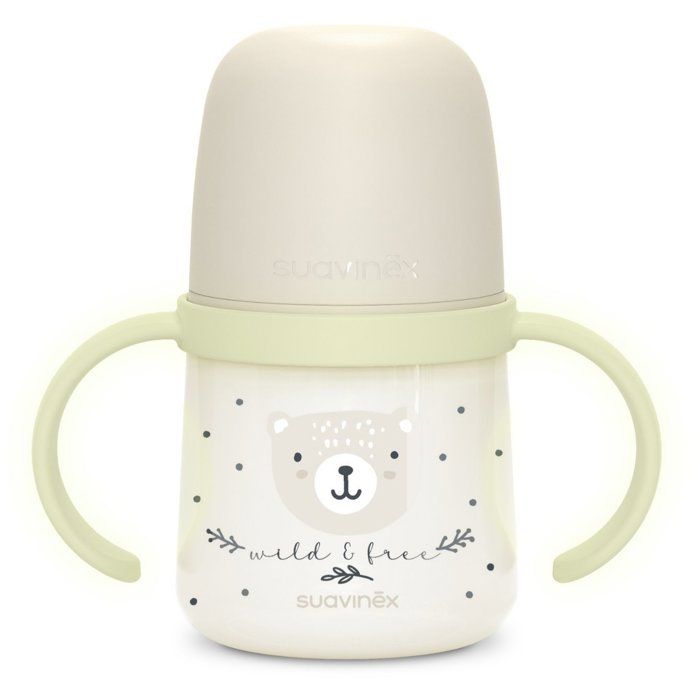 Biberon avec anses - SUAVINEX - NIGHT&DAY WILD&FREE - 150 ml - 6 mois et plus - Gris