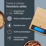 Balance de cuisine digitale - ADE - RAMONA - Bambou - 23 x 18 x 2 cm - Inclus 2 piles Cr2032