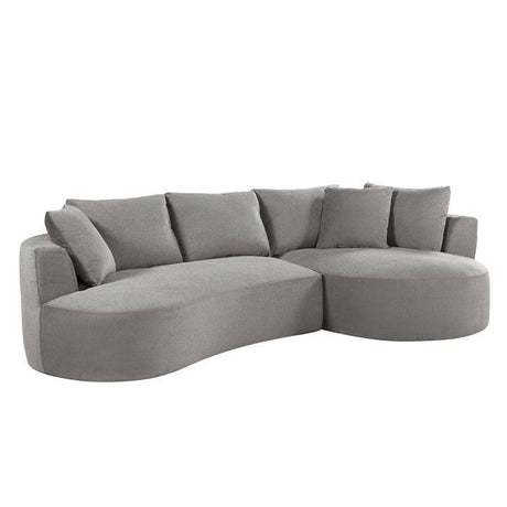 Canapé compressé modulable - 3/4 places - ADeLE - Tissu Gris clair - Avec design courbes - 307 x 167 x 90 cm
