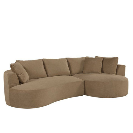 Canapé compressé modulable - 3/4 places - ADeLE - Tissu Camel - Avec design courbes - 307 x 167 x 90 cm