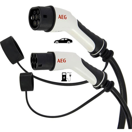 Câble de charge véhicules électriques & hybrides - AEG - Type 2 - Câble triphasé 32A 480V AC - Jusqu a 22Kw - Longueur : 5m