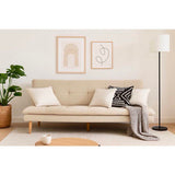Canapé convertible - 3 places - AGATHE - Tissu Beige - 180 x 74 x 72 cm