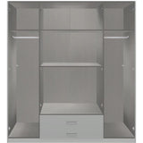 Armoire 4 portes battantes + 2 tiroirs - Gris et chene - L180 x H199 x P58 cm - AGIA