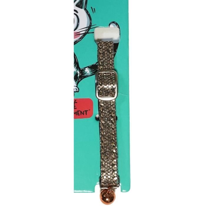 Collier pour chat - AIME - Bling Bling pailleté - Nylon rouge, grelot argenté