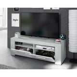Meuble TV - AMBIT - Effet Béton / Blanc Artik - 2 portes - 2 niches - 120 x 42 x 40 cm