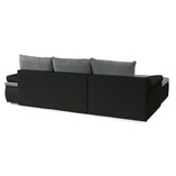 Canapé d'angle réversible convertible 3 places+Coffre - Simili noir et tissu gris - L 274 x P 184 cm - CELINA - Fabriqué en Ukraine