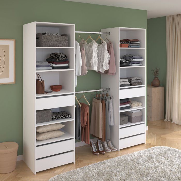 Dressing double - L199,9 x P49,7 x H200 cm - Blanc - Made in France