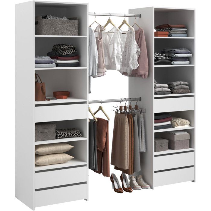 Dressing double - L199,9 x P49,7 x H200 cm - Blanc - Made in France