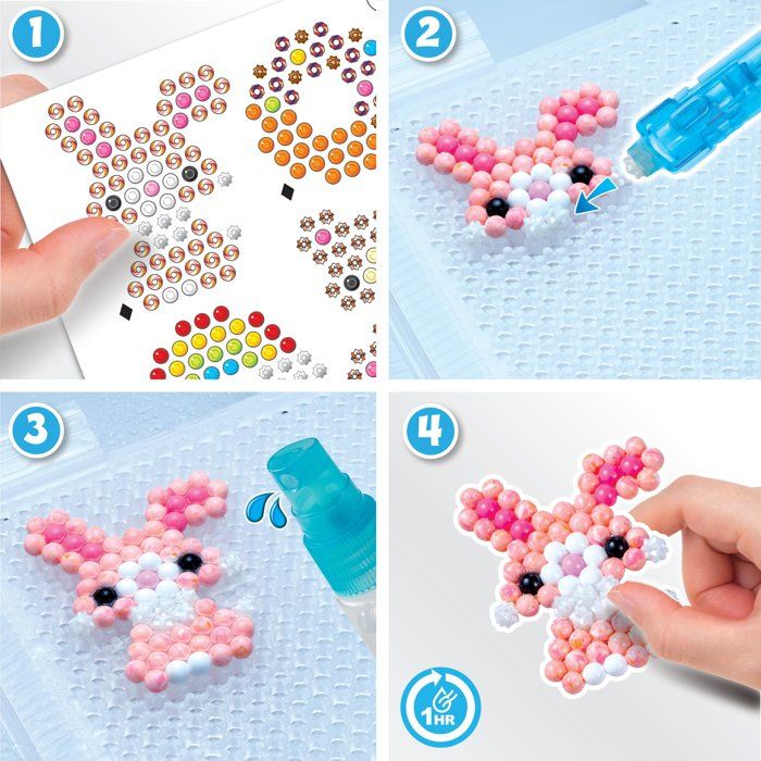 Aquabeads L'atelier d'initiation, Coffret 900 perles de 25 couleurs, perles qui collent avec de l'eau, 35087, Des 4 ans