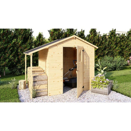 Abri de jardin en bois avec appentis - Pin brut - 2,96 m˛ (abri) + 0,88 m˛ (appentis) - Panneaux de 12 mm