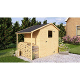 Abri de jardin en bois avec appentis - Pin brut - 2,96 m˛ (abri) + 0,88 m˛ (appentis) - Panneaux de 12 mm