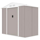 Abri de jardin en métal 2,71 m˛  - 213 x 127 x 195 cm - PLUTON - Kit d'ancrage inclus, 2 portes coulissantes - Taupe