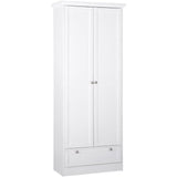 Armoire Landwood - Décor Blanc Mat - 2 Portes - 1 Tiroir - L80 x P39 x H200 cm