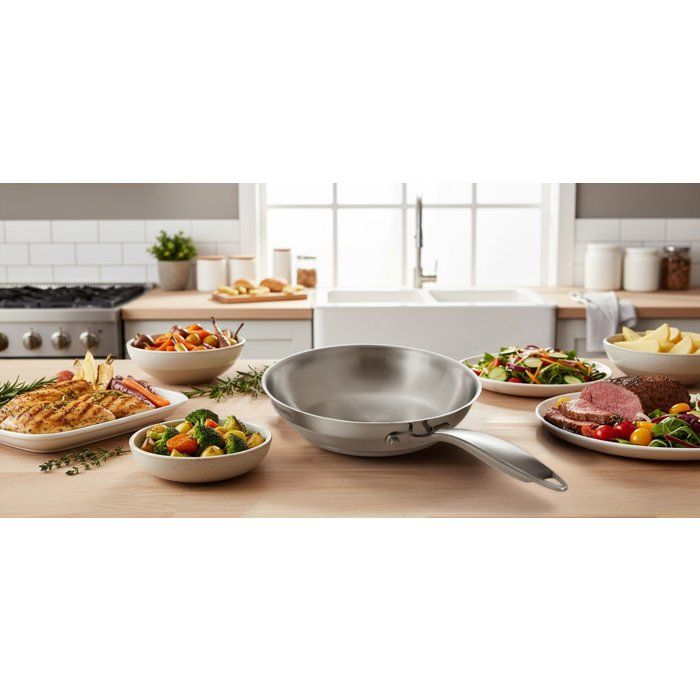 Poele grand chef - ARTHUR MARTIN - AM5336 - Ř20 cm - Inox 18/10 - Tous feux dont induction