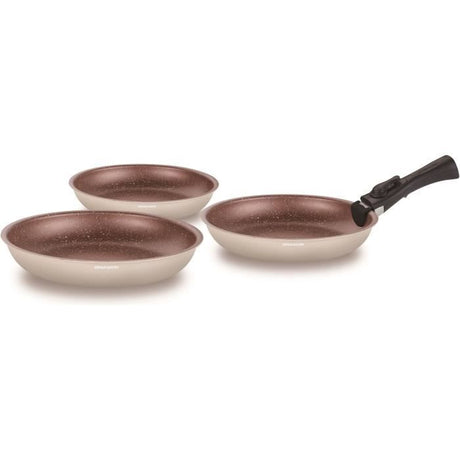Set de 3 poeles - Tous feux dont induction - ARTHUR MARTIN - AM4754 - 20-24-28 cm + 1 poignée amovible