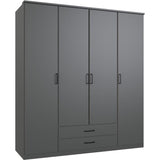 Armoire - Décor Graphite - 4 portes battantes - 2 tiroirs - L180 x P58 x H199 cm - ARTA