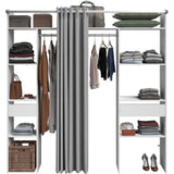 Dressing double ARTIC - L 198 x P 40 x H 203 cm - Blanc + rideau Made in France