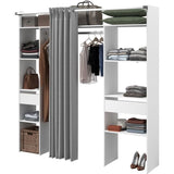 Dressing double ARTIC - L 198 x P 40 x H 203 cm - Blanc + rideau Made in France
