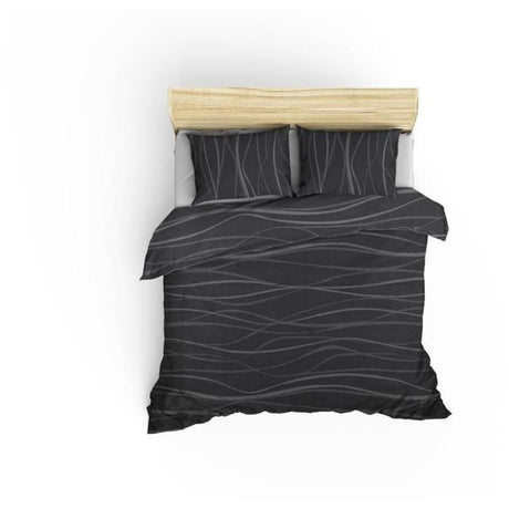 Parure de lit - 1 housse de couette 220 x 240 cm + 2 taies d'oreiller 60 x 60 cm - 65% coton, 35% polyester - Gris