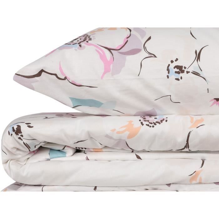 Parure de lit - 1 housse de couette 220 x 240 cm + 2 taies d'oreiller 60 x 60 cm - 100% coton renforcé - Blanc
