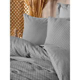 Parure de lit - 1 housse de couette 220 x 240 cm + 2 taies d'oreiller 60 x 60 cm - 100% coton renforcé - Gris