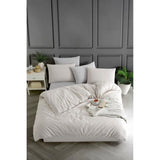 Parure de lit - 1 housse de couette 220 x 240 cm + 2 taies d'oreiller 60 x 60 cm - 70% coton, 30% polyester - Beige