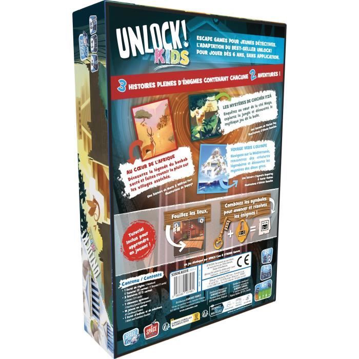 Unlock! Kids Histoires Mythes|Asmodee - Escape Game - 3 histoires chacunes 2 aventures - Dés 6ans