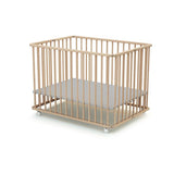 WEBABY - Parc bébé pliant en bois 70 x 100 cm CALI  Hetre Brut - 70x100