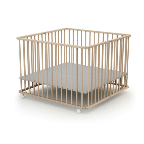 WEBABY - Parc bébé pliant en bois 100 x 100 cm CALI  Hetre Brut - 100x100