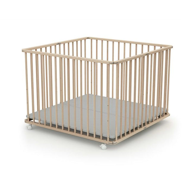 WEBABY - Parc bébé pliant en bois 100 x 100 cm CALI  Hetre Brut - 100x100