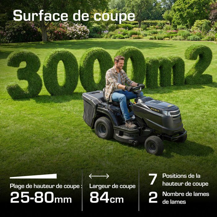 Tondeuse autoportée thermique ALPINA AT4 84A – 84cm de coupe - Jusqu'a 2800 m˛ - 352 cm3 - éjection bac 200L