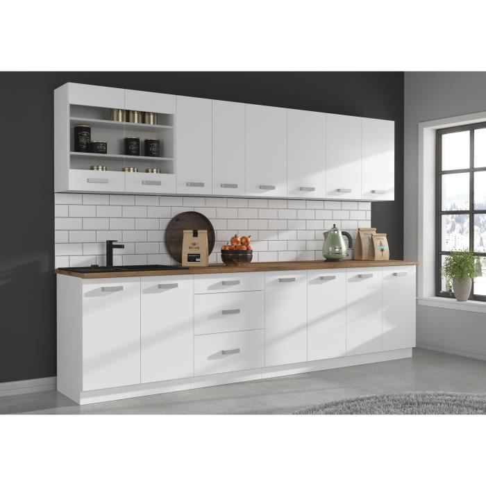 ATLAS Meuble bas 4 tiroirs - Décor blanc - L40 x P52x H82 - Plan de travail non inclus
