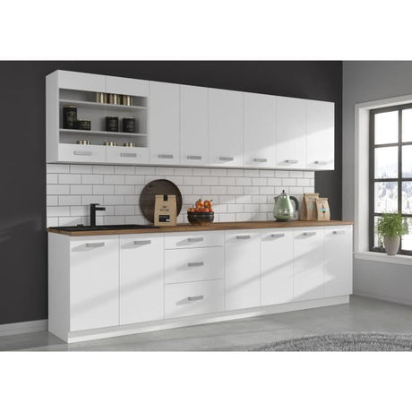 ATLAS Meuble bas 2 portes - Décor blanc - L60 x P52 x H82 cm - Plan de travail non inclus