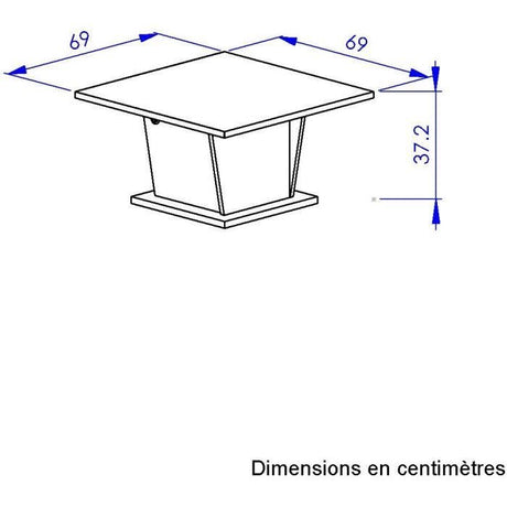 Table basse bar - ATOS - Carré - Chene Helvezia / Blanc - 69 x 69 x 38 cm