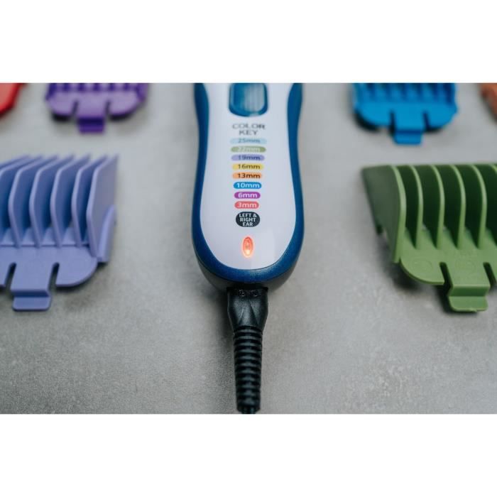 Tondeuse a cheveux - WAHL - COLOR PRO CORDLESS - 3,5 W - 8 sabots - Autonomie : 60 min - Bleu / Gris