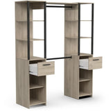 Dressing double - L160 x P50x H200 cm - Décor chene et noir - DEMEYERE